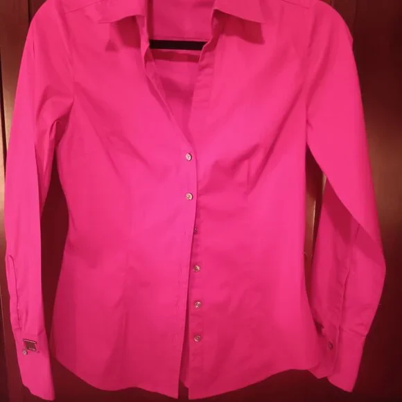 EXPRESS Long-Sleeve Fitted Button Shirt XS - Picture 7 of 8